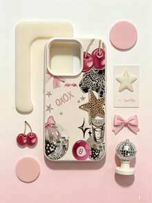 1pc Autumn Style Leopard Print & Bow Film Phone Case, Shockproof Full Camera Protection Protective Cover Compatible With IPhone11/12/13/14/15/16/17/18 Pro,18 Pro Max/PLUS - Multicolor - View 4