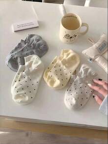 10 Pairs Women's Boat Socks, Polka Dot Ankle Socks, Suitable For All Seasons, Random Colors - Multicolor - View 3