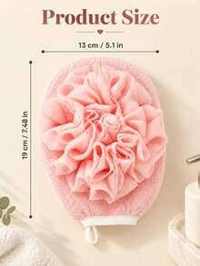 3pcs--2-In-1 Bath Scrubbing Towel & Bath Sponge, Bathing Gloves, Soft Exfoliating Surface, Suitable For Body, Face, Spa And Massage - With Hook For Convenient Storage - Black, Suitable For Bathroom And Salon - Multicolor - View 9