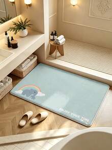 SANJIANGDI 1pc Rainbow Elephant Pattern Kitchen Mat, 0.6mm Faux Cashmere Material, Soft And Machine Washable, Suitable For Kitchen, Hallway, Bathroom, Living Room, Outdoor Entrance, And Toilet, Usable Year-Round And Adaptable To Various Occasions. - Multicolor - View 2