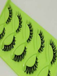 Fox Eye Cat Eyelashes, 5 Pairs Fluffy Winged Lashes, Thick Volume Strip Lashes, Hard Band Lash For Hooded Eyes, For Party Makeup - View 4