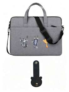 Laptop Bag, Compact Shoulder Bag With Accessory Compartments, Cat Print Design, Equipped With Detachable And Adjustable Shoulder Strap, Data Cable Storage, Fits In Suitcase, Laptop Protective Bag, Briefcase, Document Storage Bag, Portable Commuter Bag, Suitable For Laptop And Tablet, Travel, Commute, Back To School, Halloween, Christmas Gift - Multicolor - View 13