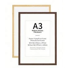 Mosearon 4/1組 30 X 40 cm MDF相框，A3與A4證書與海報框，無背板，配透明壓克力面板，適用於客廳、臥室與藝廊牆面裝飾，僅供展示 - 棕色 - 查看 16