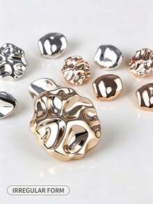 10-2pcs Special Shaped Plastic & Metal Buttons, Gold/Silver, 12mm Rippled Plastic Buttons For Women's Shirts, Sweaters, Blazers - A - View 4