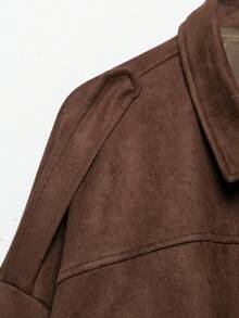 DEEKA Spring/Autumn New Women's Casual Versatile Suede-Like Texture Jacket - Brown - View 4