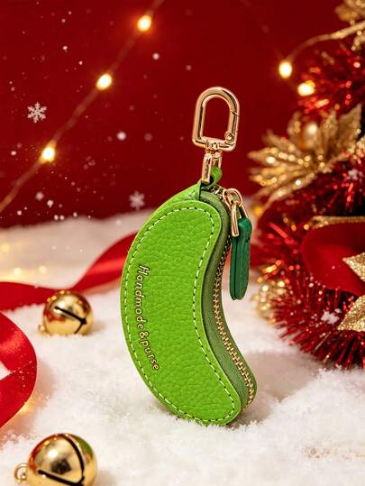 CHARM INFINITE Creative Green Banana Shaped Mini Coin Purse Keychain ...