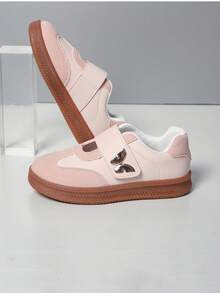 Children's Spring/Autumn Fashion Casual Versatile New Style Training Shoes With Hook-And-Loop Wide Strap Butterfly Decor Comfortable College Style - Pink - View 4