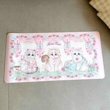 1pc Cute Pink Roses Cats Print PU Leather Large Desk Mat, Non-Slip Waterproof Mouse Pad, Easy Clean Desktop Protector, Kawaii Kitty Floral Bow Table Mat For Office Home Study Gaming Decor - View 13