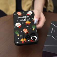 Christmas Element Combination Minimalist Print Phone Case, Black Classic Style Suitable For IPhone11/12/13/14/15/16/16Pro/16ProMax/17/17pro/17ProMax/18pro 18ProMax - Multicolor - View 6