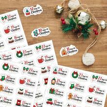 96pcs/4sheets Christmas Advent Countdown Stickers, Christmas Theme 1-24 ...