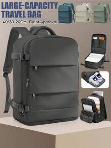 Large Capacity Travel Backpack Unisex, Compliant With Flight Standard Size, Carry-On Backpack, Waterproof Nylon, Wear-Resistant Material, Breathable Back Support, Dry/Wet Separation Shoe Compartment, Minimalist Versatile Travel Backpack, Multi-Functional Business Backpack, Middle School/High School/College Student Backpack, Laptop Backpack, Hiking Backpack, Student Backpack, Lightweight Weekend Backpack, Multi-Compartment Pockets For Organized Storage, Fits 14"/15" Laptop, Suitable For School, Commute, Travel - Multicolor - View 9