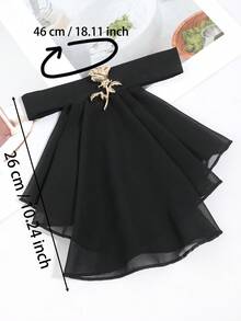 1Pc Women White/Black Layered Chiffon Detachable Jabot Collar With Rose Brooch Vintage Formal For Wedding Party - Multicolor - View 8
