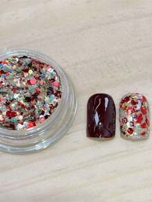 1 Kotak Musim Gugur, Kuku Musim Gugur/Musim Dingin Baru, Glitter Merah Campuran untuk Seni Kuku, Serpihan Tipis Berkilau Berbagai Ukuran, Kilau Cemerlang - MultiWarna - View 2