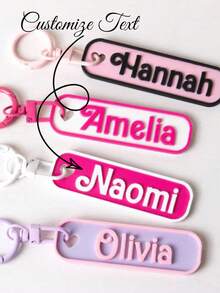 1pc Personalized Name Keychain, Customized Text Water Bottle Charm, Girls Backpack Key Chain, Car Keychain, Cheerleading & School Activity Gift, Party Favor, Birthday Gift, Student Creative Small Gift, Women's Bag Decoration Accessory - Multicolor - View 2