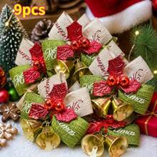 24pcs/12pcs/1pc-Christmas Bow Bell, Suitable For Christmas Tree Decoration, Gift Wrapping, Wedding, New Year Party DIY Crafts - Classic Small Ornament With Gold Pointed Bell - A - View 5