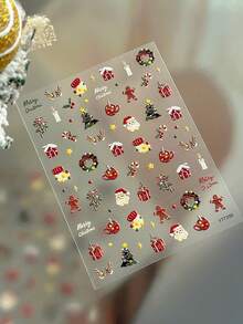 1 buah Stiker Seni Kuku Santa Claus Timbul 3D, Stiker Natal Musim Gugur Gaya Kartun Lucu - MultiWarna - View 11
