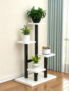 4-Tier Floor-Standing Metal Plant Stand, Multi-Layer Flower Pot Display Rack, Black And White Color Matching, Stable Structure, Space Saving, Simple Decorative Flower Rack, Suitable For Living Room, Balcony, Corridor And Indoor Green Plant Placement - Multiple Specifications - View 7