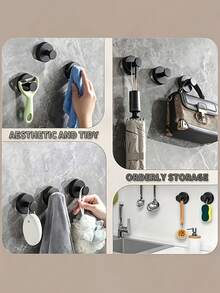 Heavy Duty Suction Cup Hook, Suitable For Shower, Bathroom And Kitchen, No-Drill Wall Mounted Towel Hook, Suitable For Glass, Mirror And Tile, Waterproof And Rust-Proof, For Bath Towels, Bathrobes And Extra Hanging Needs - Multicolor - View 5