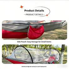 1 Set Automatic Pop-Up Double Hammock With Mosquito Net, Portable Camping Swing Bed With 2 Carabiners And 2 Straps, Weight-Bearing - Mint Green - View 4