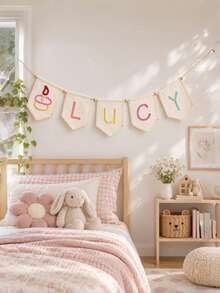 Personalized Baby Banner | Baby Shower Gifts | Fabric Name Banner | Gift For Toddler | Custom Holiday Decor - Multicolor - View 6