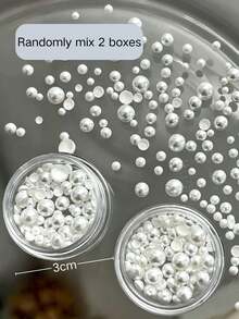 2 Boxes Fall, Autumn, Fall Nails Gentle Style Nail Art Pearl Decorations, Mixed Sizes Pure White Faux Pearls, Smooth Glossy Finish, DIY French Press-On Nails - Multicolor - View 6