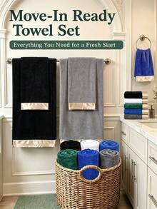 3PCS Luxury Applique Towel Set, Ultra-Fine Microfiber Material, Soft & Absorbent, Suitable For Bathroom Decor, Hair Drying, Spa, Swimming, Vacation, Christmas Gift - Multicolor - View 4