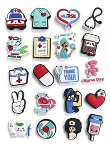 20PCS Medical Themed Shoe Charms, Cute Cartoon Healthcare Icons For Shoes & Bags - Multicolor - View 2