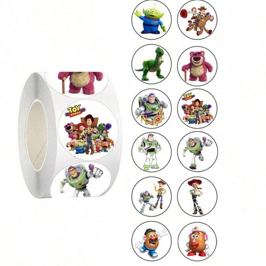 Cuộn 500 miếng nhãn dán tròn tự dính với họa tiết độc lập, in hình ảnh, chống nước, phù hợp để dán niêm phong phong bì, làm phần thưởng, trang trí sổ tay, túi quà tiệc sinh nhật - Nhiều màu - Xem 1