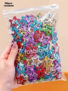 60/36/24/12pcs Random Color Girls Colorful Star Hair Accessories, Simple And Cute, Includes BB Clips, Hair Clips And Hairpins, Suitable For Girls - Multicolor - View 11