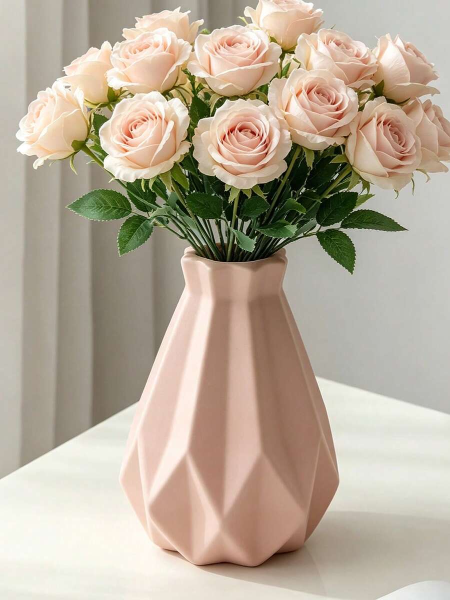 1pc Plastic Flower Vase, Floral Decorative Vase, Minimalist Summer Decor, Suitable For Living Room, Dining Table, TV Stand, Also Suitable For Living Room, Dining Table, Bedroom, Wedding, Modern Minimalist Tabletop Decoration - 3505 - View 1