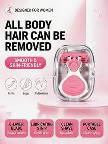 Women's Portable Manual Razor Set, 1 Handle + 24 Replacement Blades, 6-Layer Safety Razor With Lubricating Strip, Skin-Friendly Body Hair Remover, Includes Storage Box, Suitable For Arms, Legs And Underarms - Upgraded Version - View 1