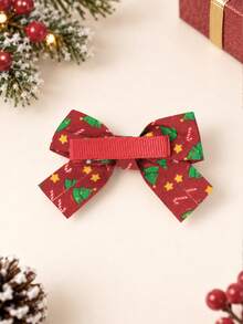 10PCS Christmas Hair Bows Clips For Girls, Mini Ribbon Barrettes With Santa Snowman Gingerbread Prints, Cute Xmas Hair Accessories For Kids No Cards - Multicolor - View 7