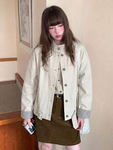 Premium Stand Collar Short Trench Coat Women's Autumn New Casual Niche Jacket - White - View 9