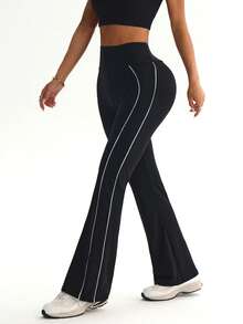 Hidkat Women's Tight Fit Dance Flare Yoga Sports Leggings, Black, Spring - Black and White - View 4