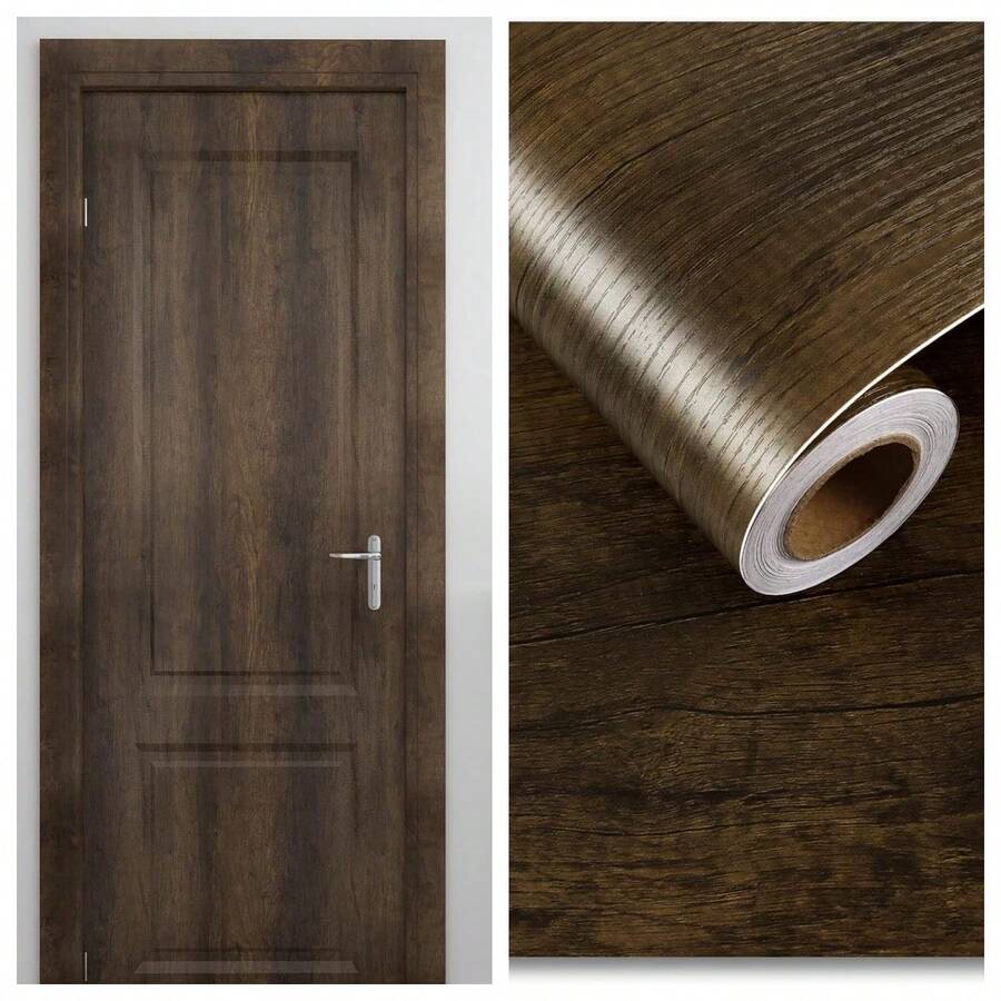 1 Roll Self-Adhesive Wood Grain Wallpaper PVC 17.7 Inch * 39.3/118.1/196.8 Inch Wipeable Bedroom Living Room Home Decor Table Cabinet Desk Furniture Refurbishment Sticker