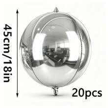 20/10/5/2pcs Silver Inflatable Mirror Reflective 4D Aluminum Foil Balloon Set - Reusable Disco Balloons Suitable For Birthday Party Decor, Holidays, Weddings And Various Events - Multicolor - View 33