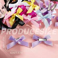 50/30/10pcs Colorful Satin Hair Clips Set, Small Ribbon Bow Crocodile Clips, Women's Hair Accessories - Multicolor - View 3