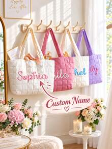 Women's Personalized Name Customized Fluffy Crochet Bag, Bridesmaid Gift, Wedding Bridesmaid Bag - Multicolor - View 1