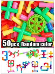 50pcs DIY Water Building Blocks Toy: Montessori Water Pipe Building Blocks - Educational Toy, Perfect Gift! - Multicolor - View 9