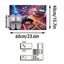 1件裝賽博龐克霓虹電競設備未來科技風水晶絨長方形地毯，3D彩色發光控制器細節，可機洗，適合電競房、臥室居家裝飾，四季通用，美學家居裝飾 - 彩色 - 查看 17