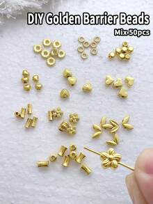 Mixed Set (50/30 Pcs) Bright Gold Spacer Beads – DIY Jewelry Findings For Bracelets, Necklaces, And Earrings - Gold - View 19