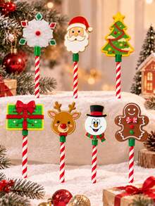Christmas Cartoon Card Holder With Payment Magic Wand 14.17*5.51in, Snowman And Santa Claus Design, Non-Contact Card Swiping Wand, Festive Decoration Party Gift - Multicolor - View 2