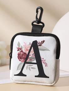 1/2pcs Letter Print Mini Coin Purse, Zipper Closure Small Pouch With Swivel Hook For Earphones Coins Keys Small Items, Can Hang On Backpack - Multicolor - View 26