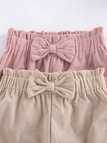 Multi-Piece Girls' Casual Fashion Bowknot Bud Elastic Waist Straight Leg Thin Long Pants For Spring And Autumn - Multicolor - View 3