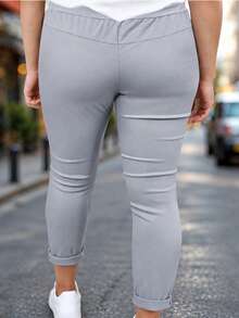 New Arrival Fashion Plus Size Women's Casual Drawstring Long Pants, All-Season Versatile - Light Grey - View 2