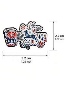 Christmas Reindeer Mug Shaped Brooch With Snowflake And Pine Tree Pattern, Clothing And Bag Decorative Accessory, Holiday Atmosphere Outfit Accessory - A - View 7