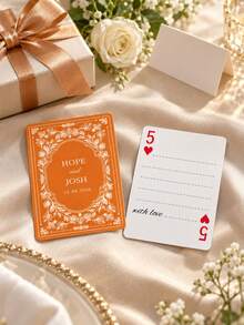 1pc Personalized Custom Name Date Wedding Poker Cards, Vintage Black Floral Back Playing Cards, Wedding Favor Gift For Couples, Party Game Home Decor - Multicolor - View 8