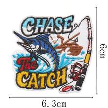 Set Patch Bordir Bahasa Inggris Bertema Memancing, Pola Joran Pancing & Ikan Bass, Patch Tempel DIY untuk Jaket & Ransel Luar Ruangan - MultiWarna - View 8