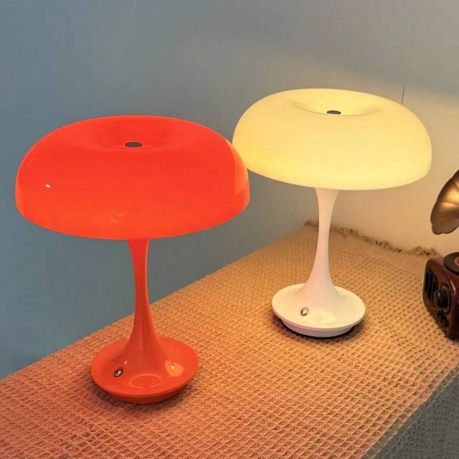 1pc Office Desk Lamp, Unique Dual-Color Mushroom Shape With USB Charging Function, Adjustable Color Temperature And Brightness, Touch Control, Suitable For Bedroom, Dining Room And Other Occasions Bedside Decorative Lighting
