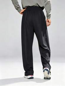 veidoorn Men's Straight-Leg Athletic Pants, With Drawstrings At The Ankles, Simple Casual Pants, For Sports, Outdoor Activities, Hiking - Black - View 4